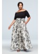 Off-the-Shoulder Gown with Mikado Floral Skirt Jessica Howard JHDW9119