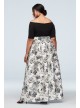 Off-the-Shoulder Gown with Mikado Floral Skirt Jessica Howard JHDW9119