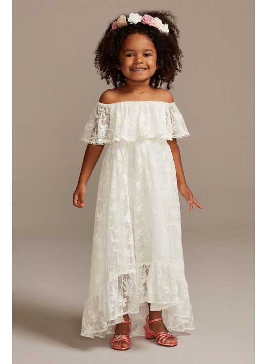 Off-the-Shoulder Lace Flower Girl Dress  OP274