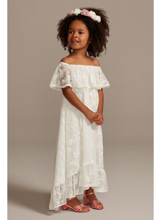 Off-the-Shoulder Lace Flower Girl Dress  OP274