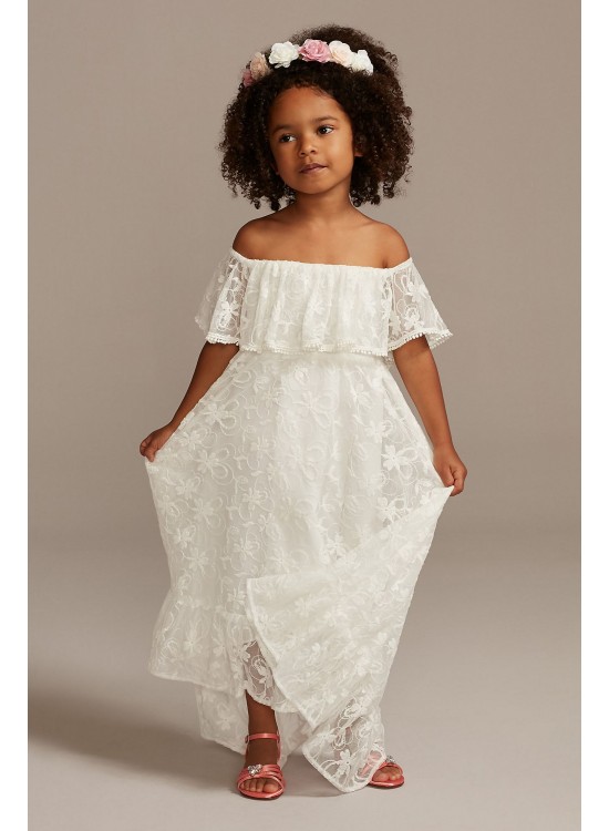 Off-the-Shoulder Lace Flower Girl Dress  OP274