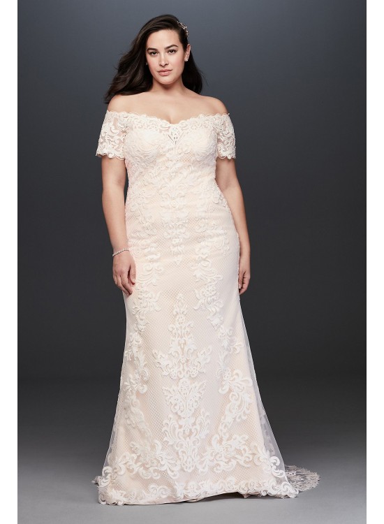 Off the Shoulder Lace Plus Size Wedding Dress Galina 9V3958