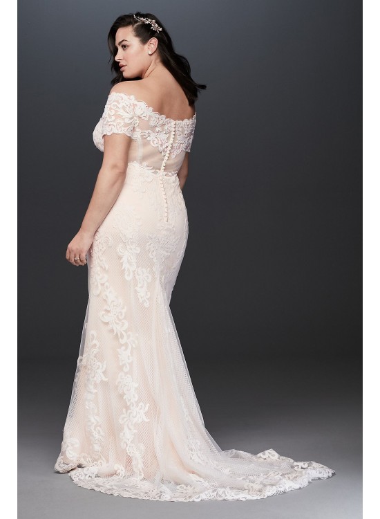 Off the Shoulder Lace Plus Size Wedding Dress Galina 9V3958