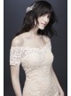 Off the Shoulder Lace Sheath Wedding Dress Galina V3958