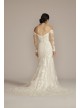 Off the Shoulder Lace Sleeve Trumpet Wedding Gown Oleg Cassini CWG927