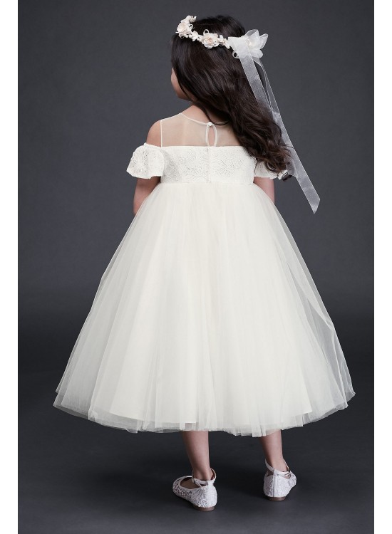 Off the Shoulder Lace and Tulle Flower Girl Dress  WG1405