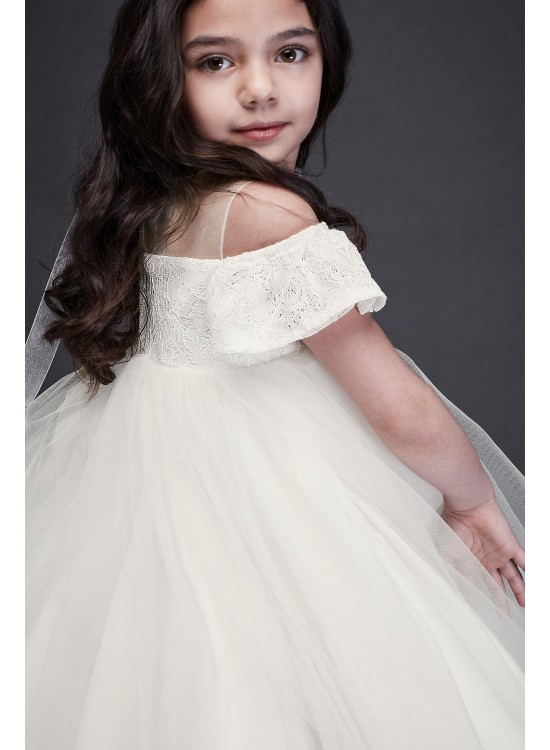 Off the Shoulder Lace and Tulle Flower Girl Dress  WG1405