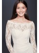 Off-the-Shoulder Long Sleeve Lace Draped Gown DB Studio 184213DB