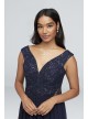 Off-the-Shoulder Metallic Lace and Chiffon Gown City Triangles 3471RJ4C