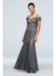 Off-the-Shoulder Metallic Mermaid Gown with Godets  5759