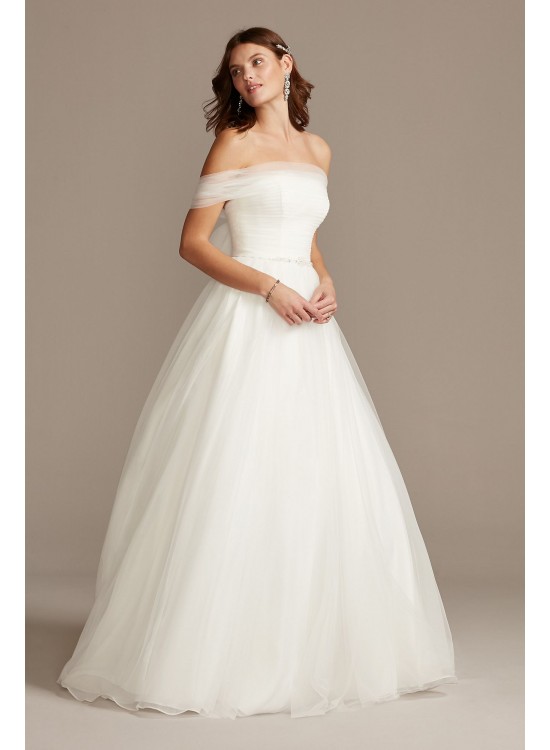 Off the Shoulder Pleated Tulle Wedding Dress  Collection WG3976