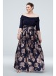 Off the Shoulder Plus Size Gown with Floral Skirt Jessica Howard JHDW6192