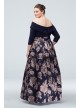 Off the Shoulder Plus Size Gown with Floral Skirt Jessica Howard JHDW6192