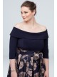 Off the Shoulder Plus Size Gown with Floral Skirt Jessica Howard JHDW6192