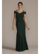 Off-the-Shoulder Ruched Crepe Mermaid Dress Oleg Cassini WBM2427V4