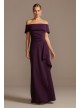 Off the Shoulder Ruched Gown with Hip Cascade Xscape 3008XD