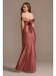 Off the Shoulder Sateen Mermaid Gown with Bow Morgan and Co 21955