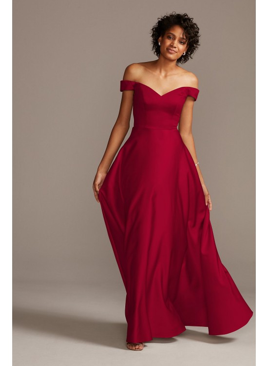 Off-the-Shoulder Satin A-Line Bridesmaid Dress  F20134