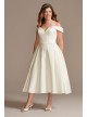 Off the Shoulder Satin Tea-Length Wedding Dress DB Studio MIDWG3979