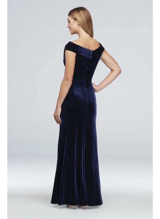 Off-the-Shoulder Velvet Gown with Beaded Detail Alex Evenings 8191770