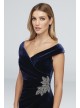 Off-the-Shoulder Velvet Gown with Beaded Detail Alex Evenings 8191770