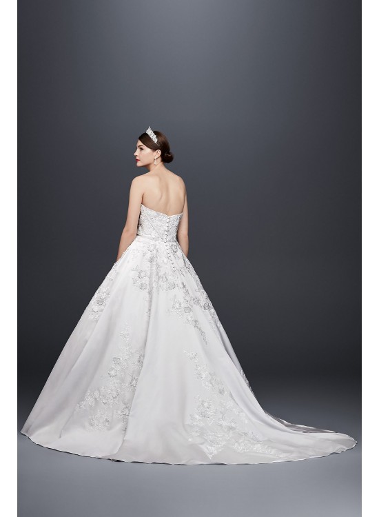  3-D Floral Satin Wedding Dress  CWG797