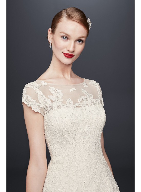  Cap Sleeve Illusion Wedding Dress  CMK513