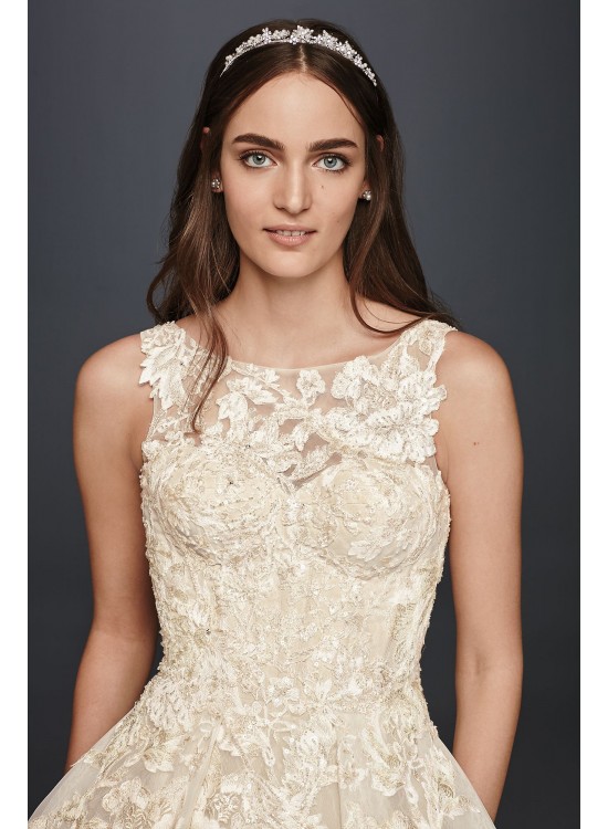  High Neck Tank Lace Wedding Dress  CWG658