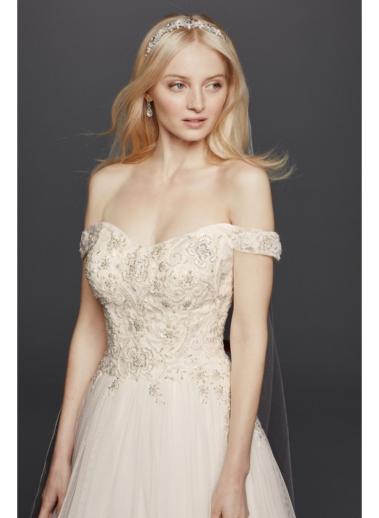  Off the Shoulder Tulle Wedding Dress  CWG729