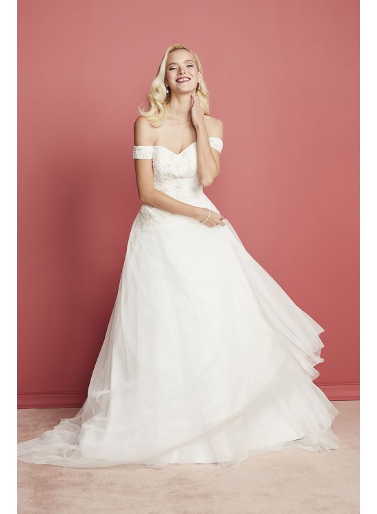  Off the Shoulder Tulle Wedding Dress  CWG729