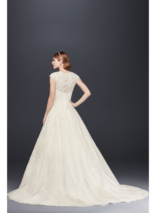  V-Neck Cap Sleeve Wedding Dress  CWG748