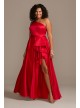 One Shoulder Asymmetric Plus Size Cascade Gown  WBM1870W