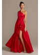 One Shoulder Asymmetric Satin Cascade Gown  WBM1870