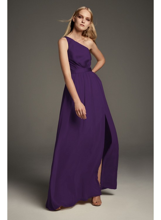 One-Shoulder Charmeuse Chiffon Bridesmaid Dress  VW360460