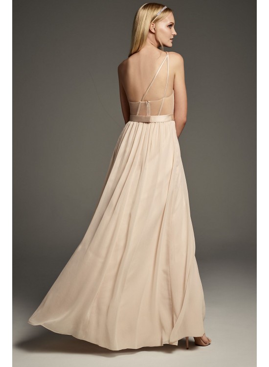 One-Shoulder Charmeuse Chiffon Bridesmaid Dress  VW360460