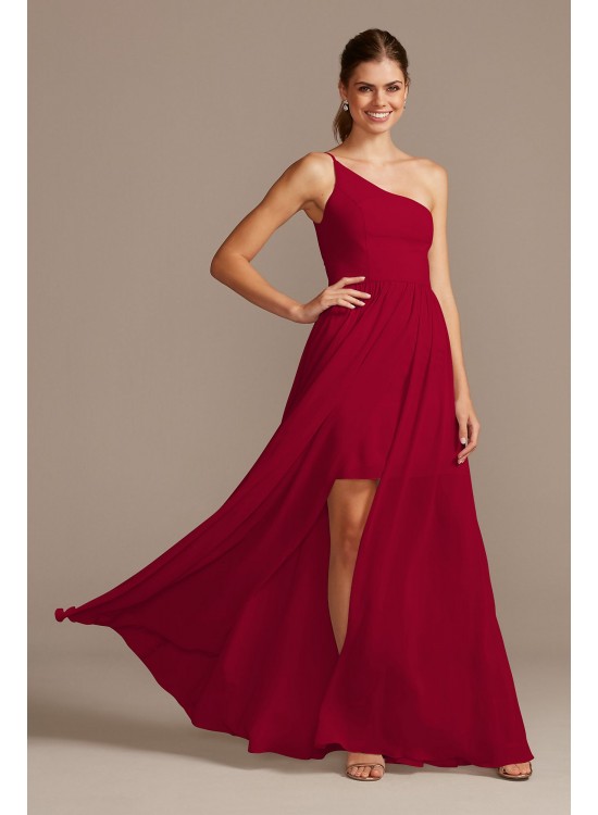 One-Shoulder Chiffon Overskirt Bridesmaid Dress  F20078