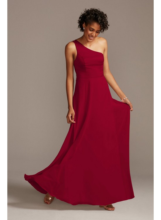 One-Shoulder Crepe-Back Satin Bridesmaid Dress  F20169