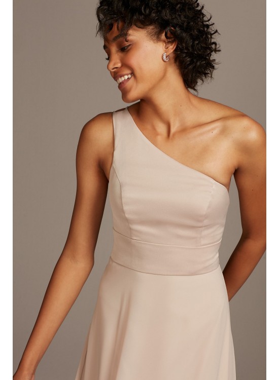 One-Shoulder Crepe-Back Satin Bridesmaid Dress  F20169