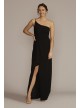 One-Shoulder Crepe Sheath with Cascade Ruffle DB Studio WBM3009V3