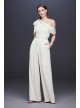 One-Shoulder Crepe Wedding Jumpsuit with Bow DB Studio DS870059