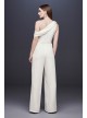 One-Shoulder Crepe Wedding Jumpsuit with Bow DB Studio DS870059