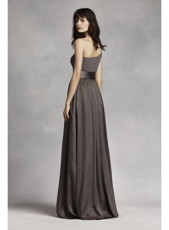 One Shoulder Dress with Satin Sash  VW360215