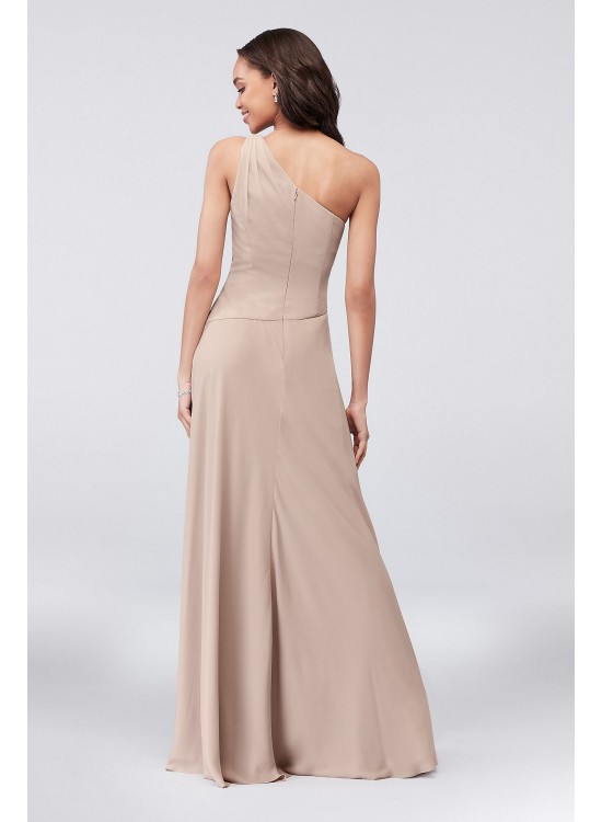 One-Shoulder Georgette Cascade Bridesmaid Dress  F19832