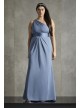 One Shoulder Jersey Satin Trim Bridesmaid Dress  VW360513