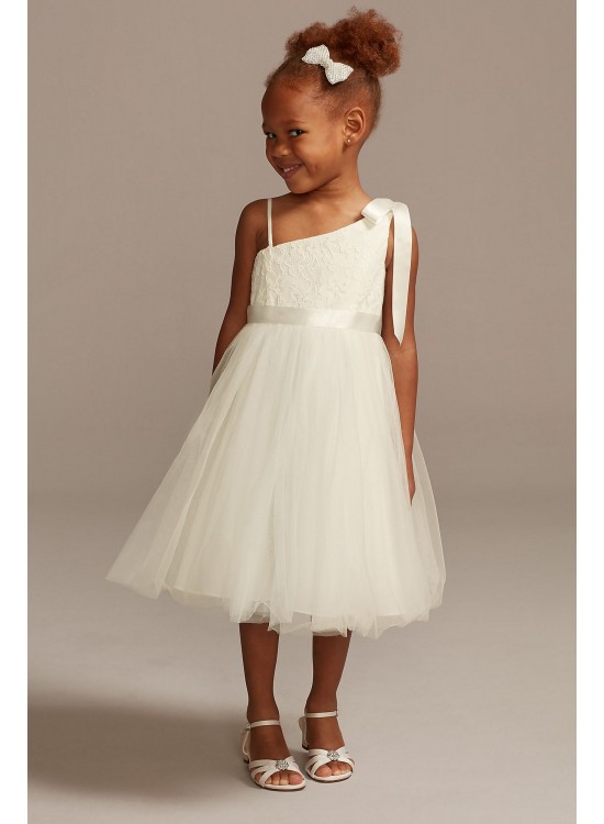 One Shoulder Lace and Tulle Flower Girl Dress  OP270