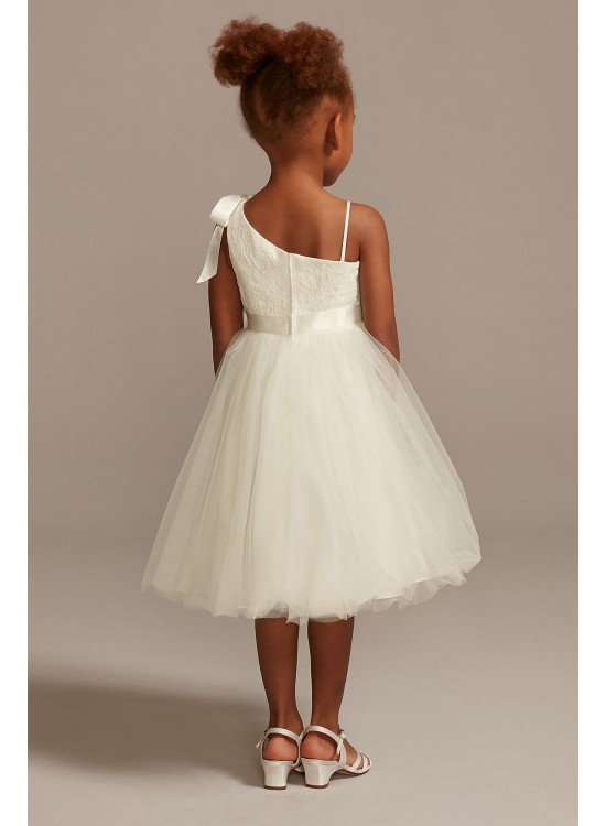 One Shoulder Lace and Tulle Flower Girl Dress  OP270