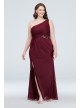 One-Shoulder Mesh Bridesmaid Dress with Lace Inset  F19419