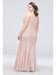 One-Shoulder Plus Size Glitter Lace Mermaid Gown Morgan and Co 21830W