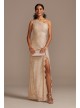 One Shoulder Scalloped Edge Lace Gown with Slit Teeze Me L577895