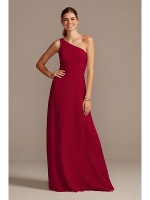 One-Shoulder Simple Chiffon Bridesmaid Dress  F20163